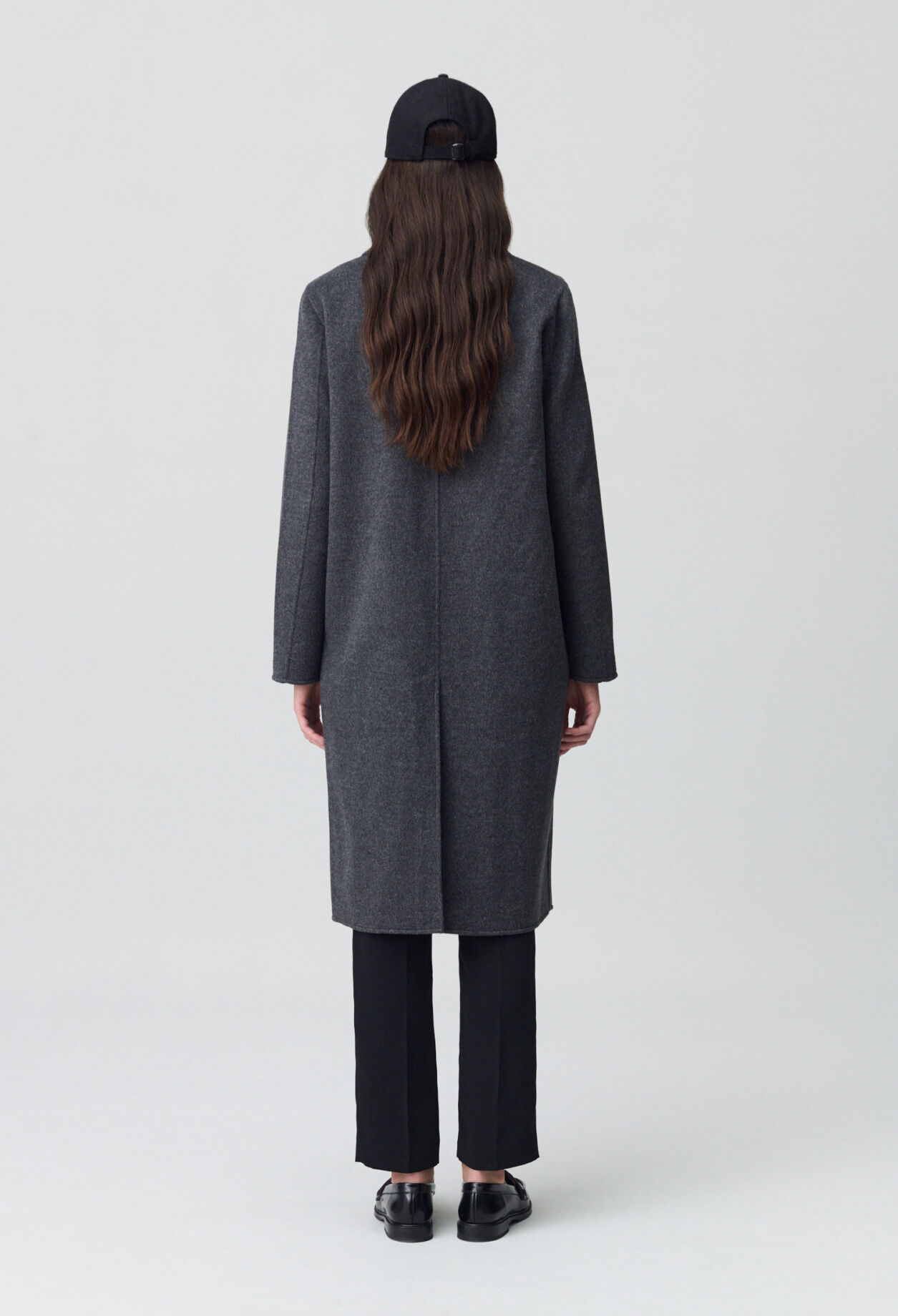 Flecked grey double-sided wool coat