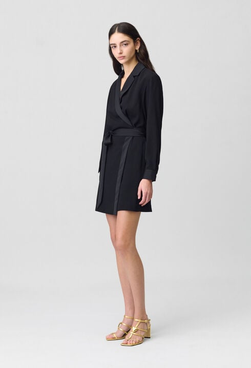 Wrap Dress with Lapel Collar