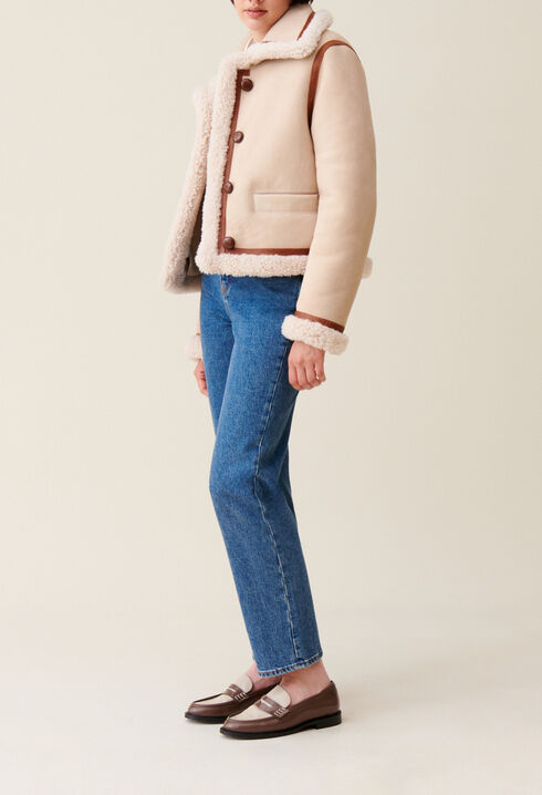 Beige shearling jacket
