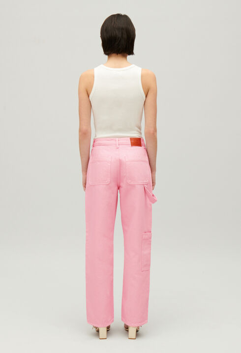 Pink Pierre cargo straight-leg jeans