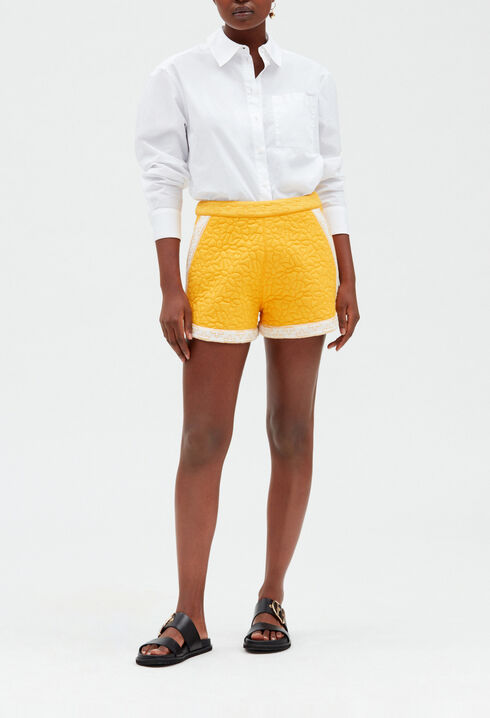 Yellow bouty-braid shorts