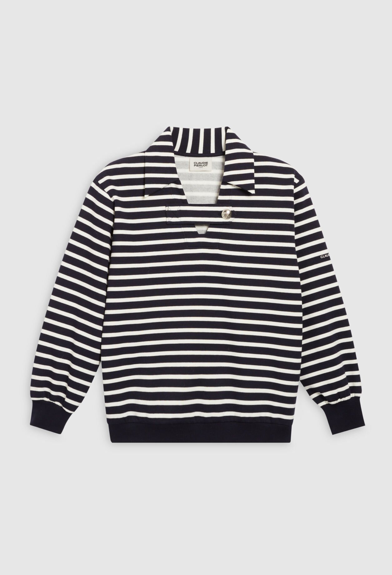 Striped polo collar knitter