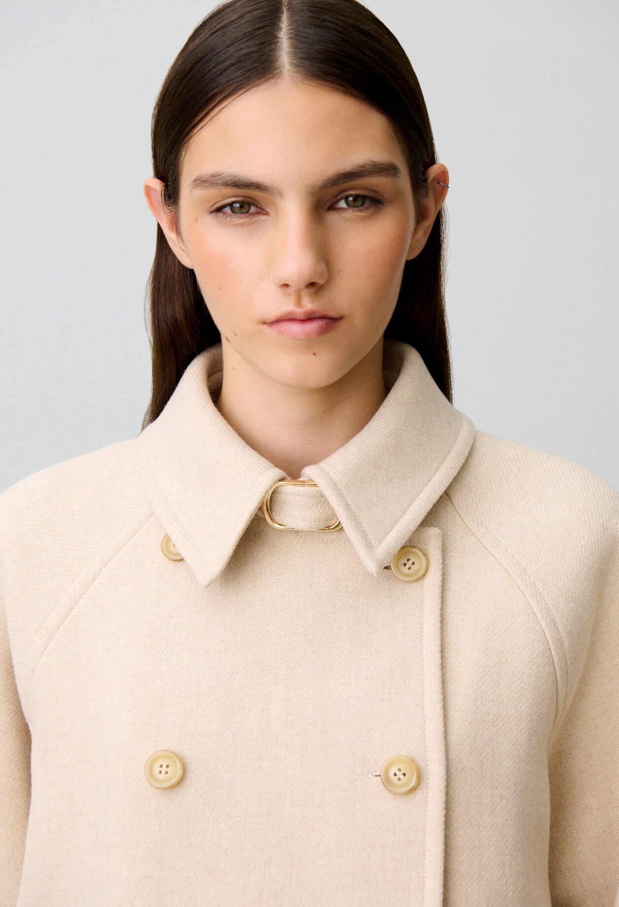 Short peacoat with shirt collar