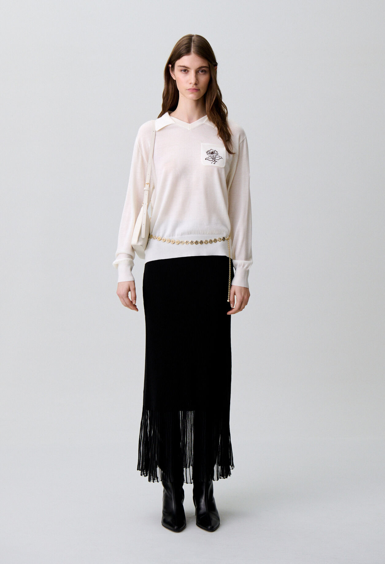 Embroidered flower knit jumper