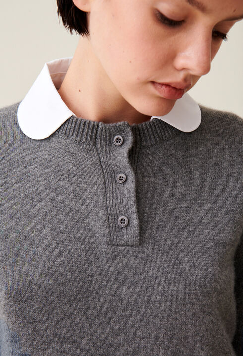 Cashmere jumper detachable collar