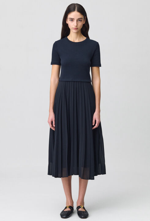 Long dual-fabric Teli dress