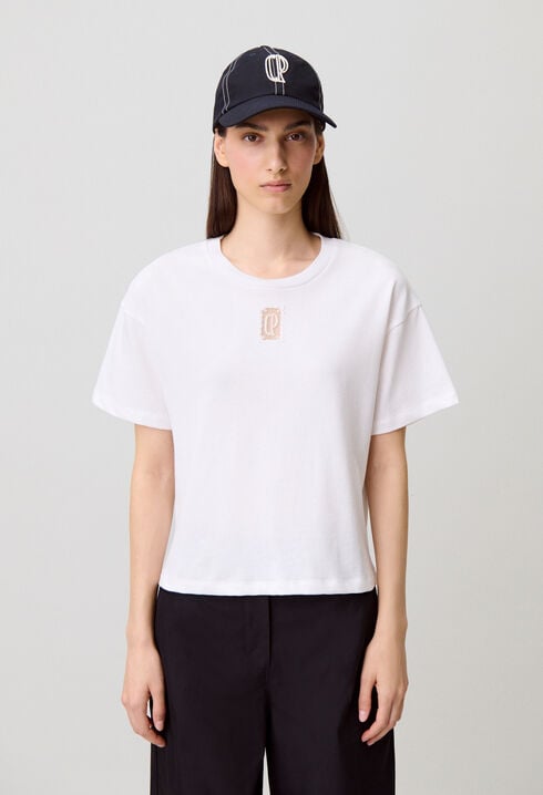 Wide cropped cotton T-shirt