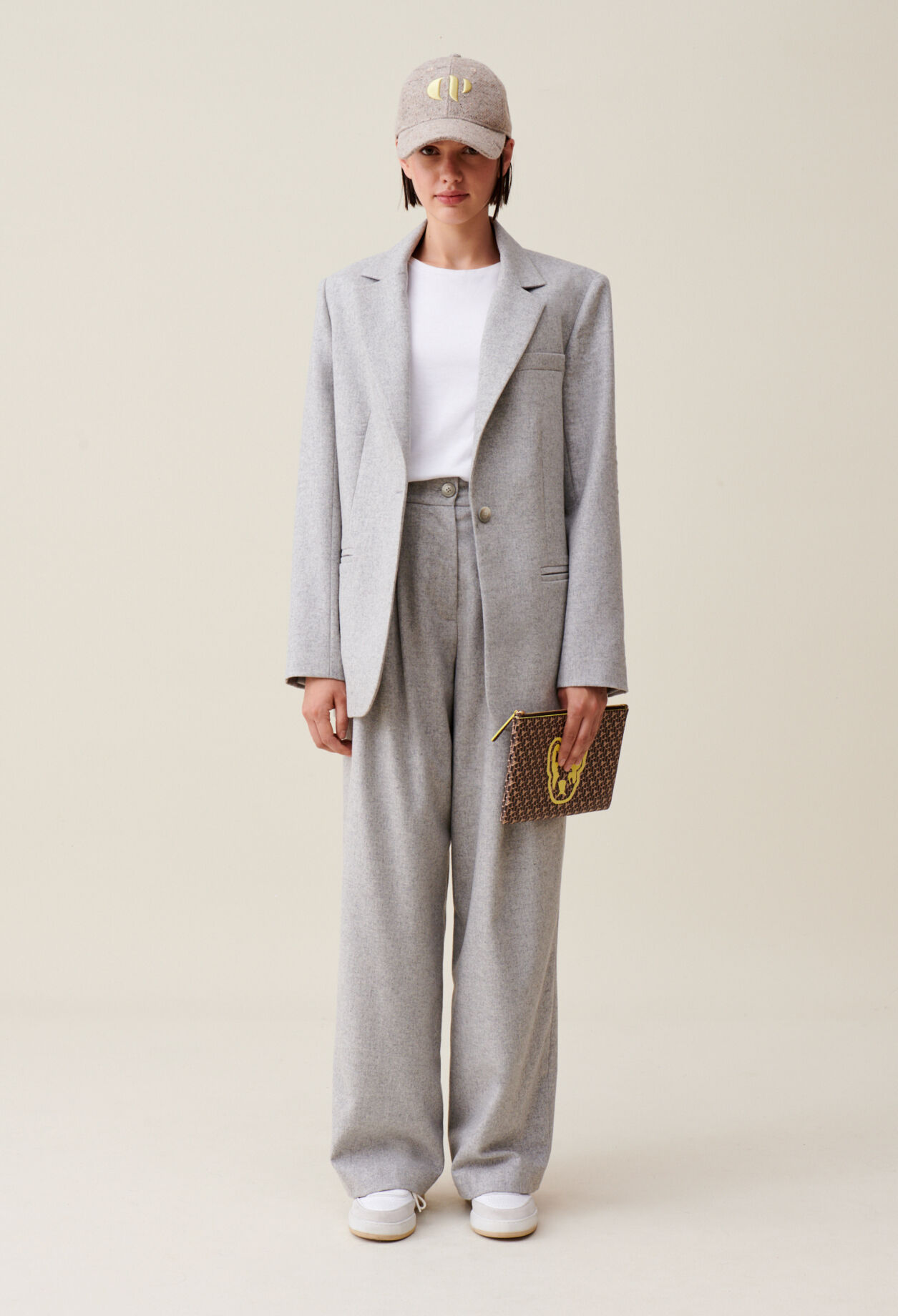 Grey wool blend tailored jacket