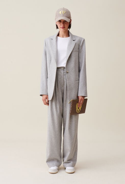 Grey wool-blend tailored jacket