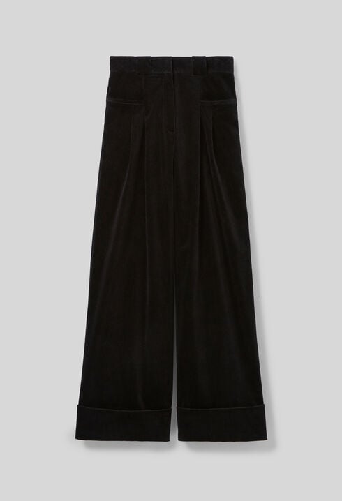 Wide-Leg Velvet Trousers