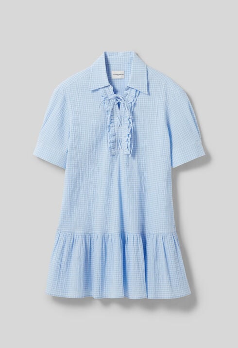 Short lace-up ruffled dress