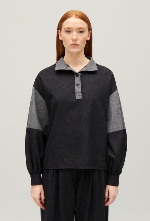 Dark grey loose-fit blouse