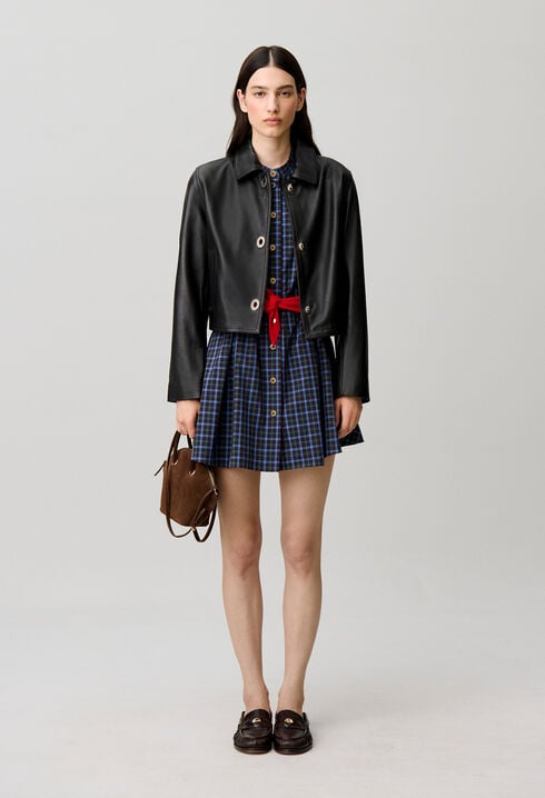 Short black leather jacket