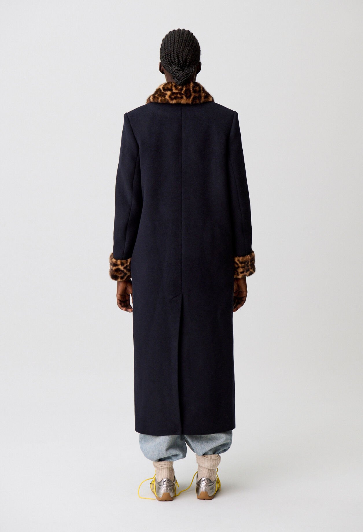 Long leopard-print wool coat