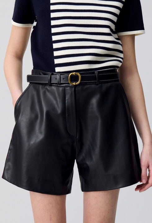 Leather belt gold buckle