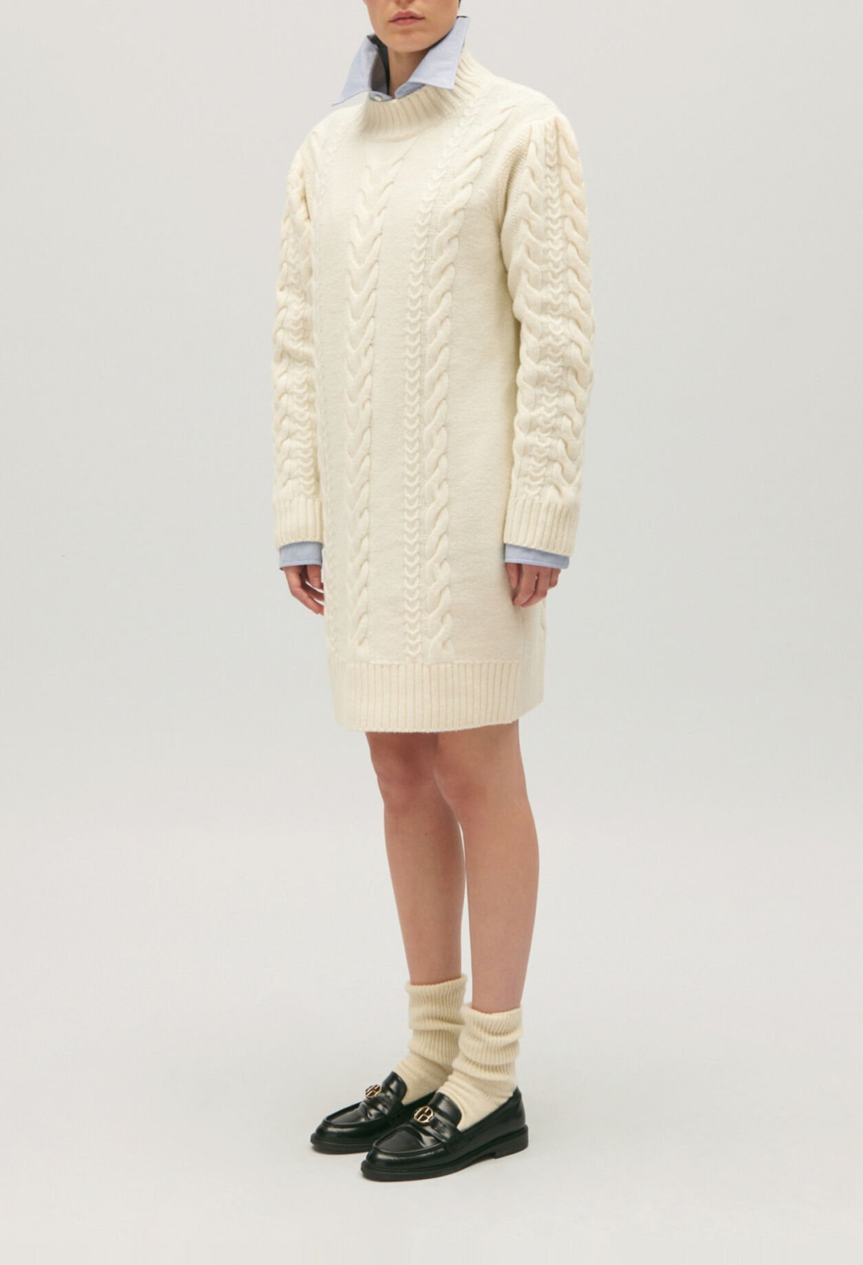Ecru knitted jumper dress