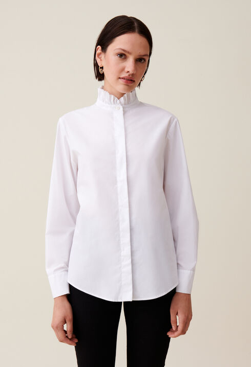 White shirt with ruffled collar