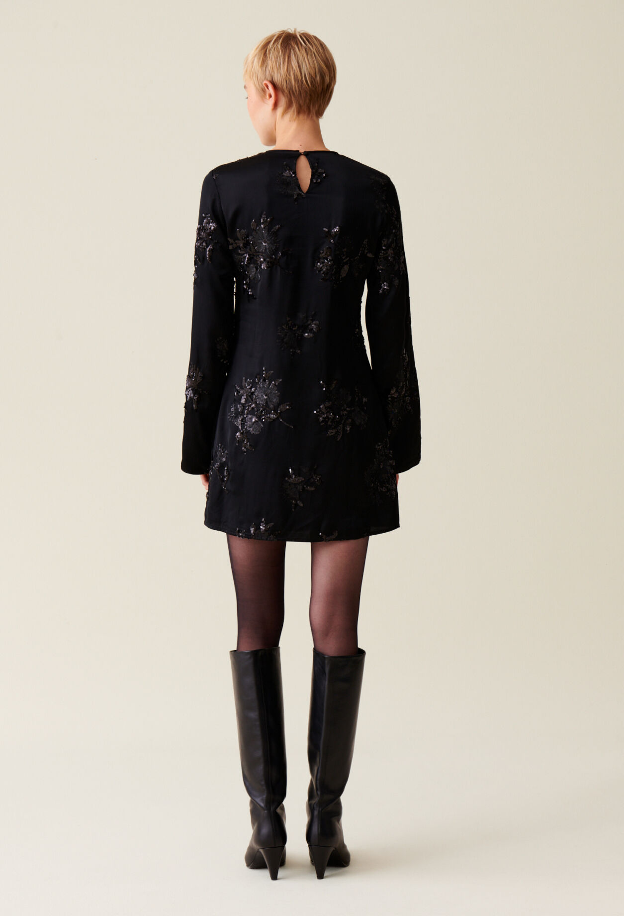 Black dress embroidered sequins