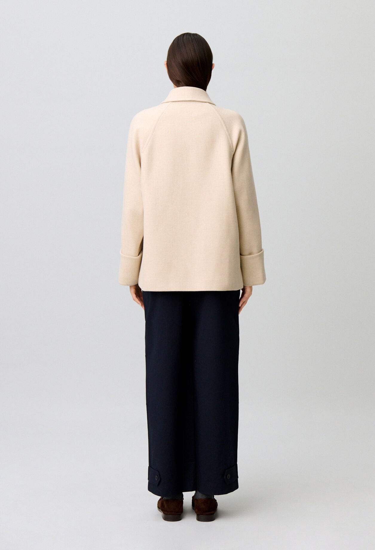 Short peacoat with shirt collar