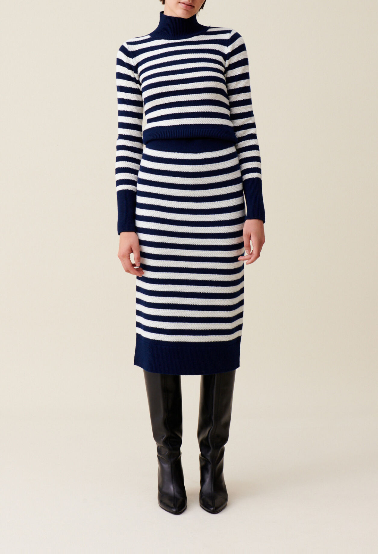 Striped knit sailor skirt