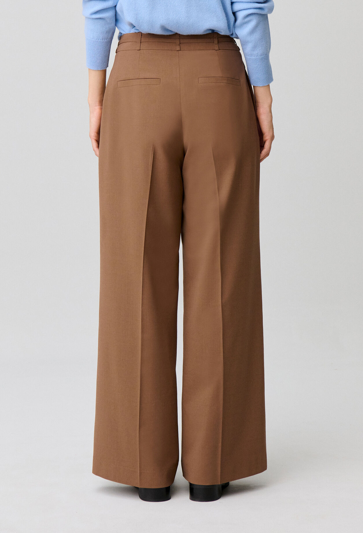 Wide-leg wool blend trousers