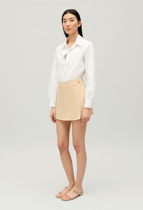 Short beige wrap skirt
