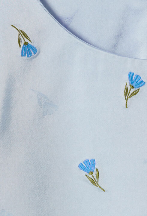 Embroidered satin top
