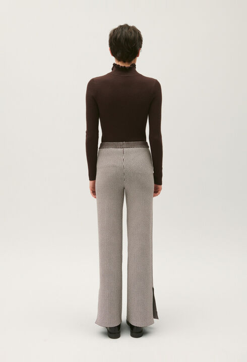 Two-tone jacquard knit trousers