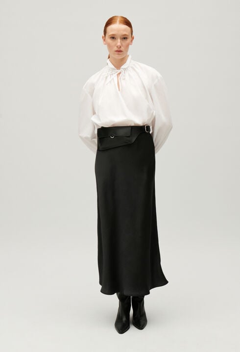 Satin-finish maxi skirt