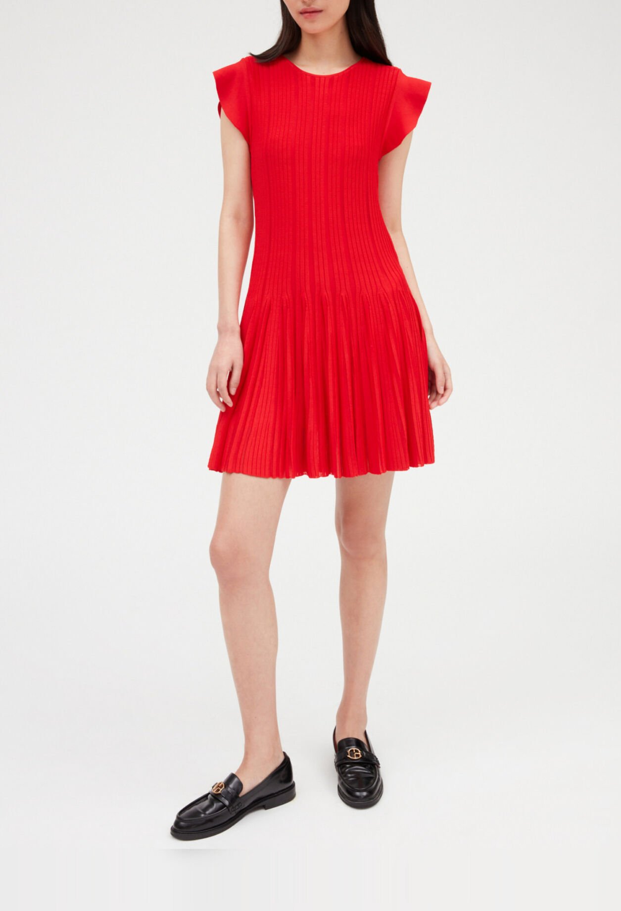 Red knit short dress
