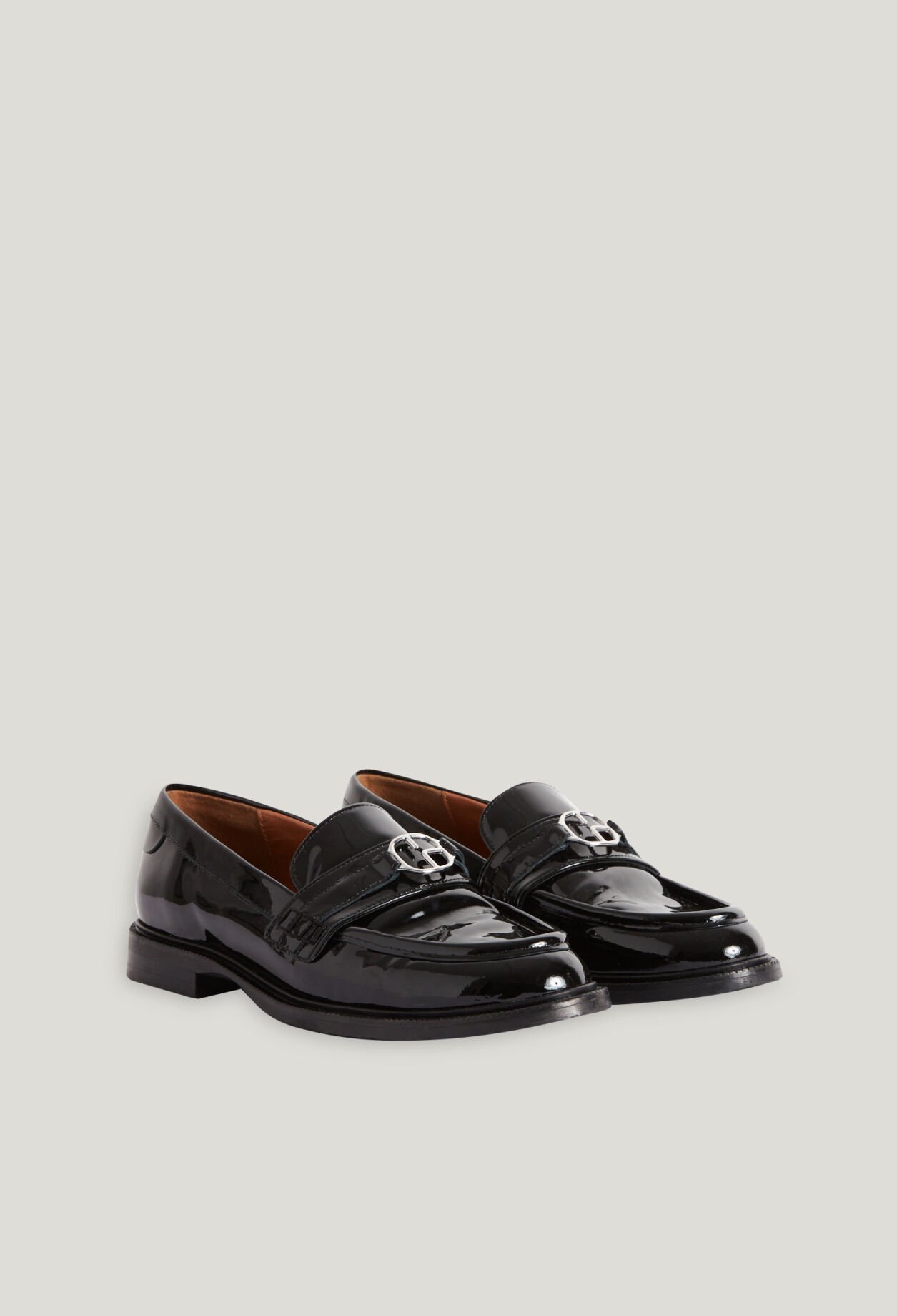 Black patent loafers