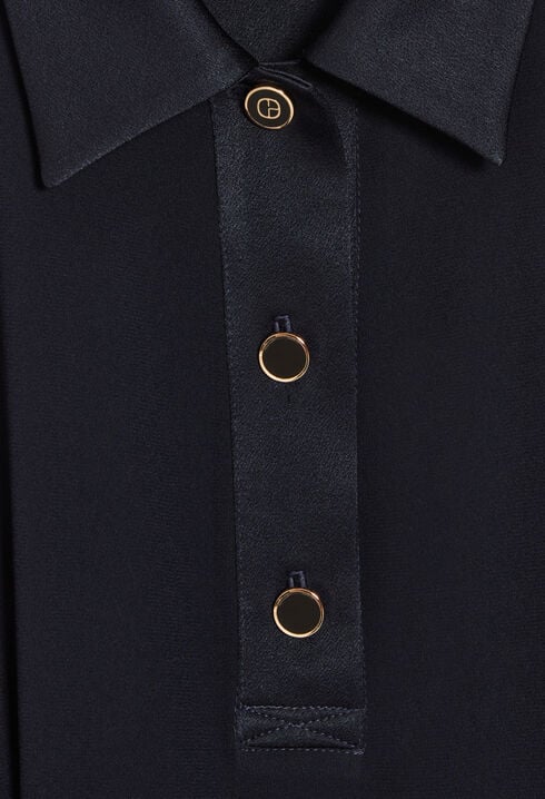 Navy short dress with shirt collar