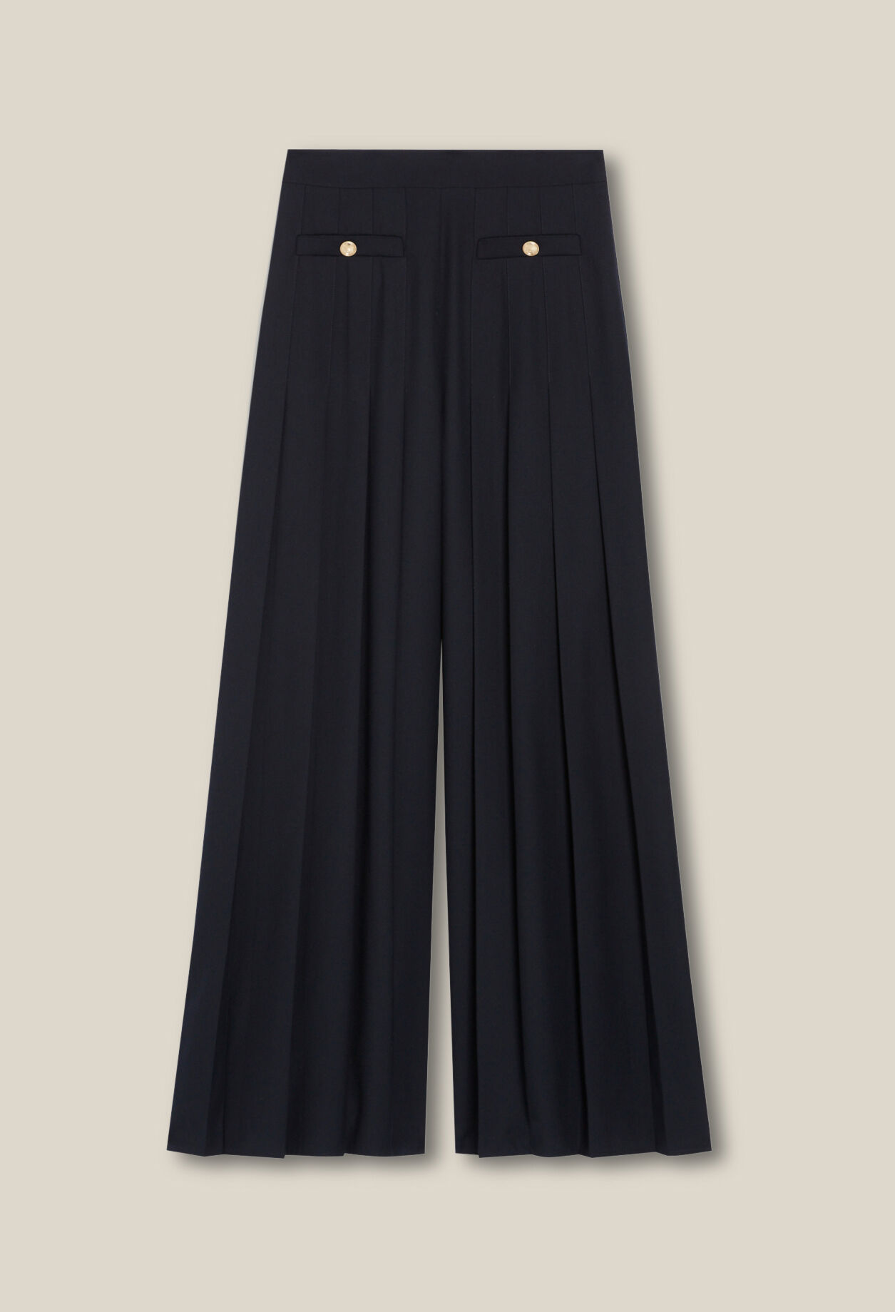 Navy blue loose-fit creased trousers 