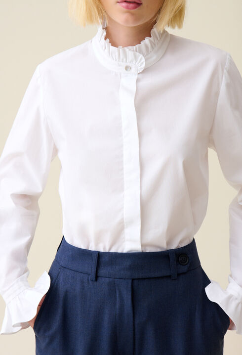 White shirt with ruffled collar