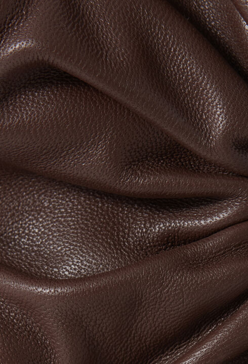 Leather scrunchie with topstitching