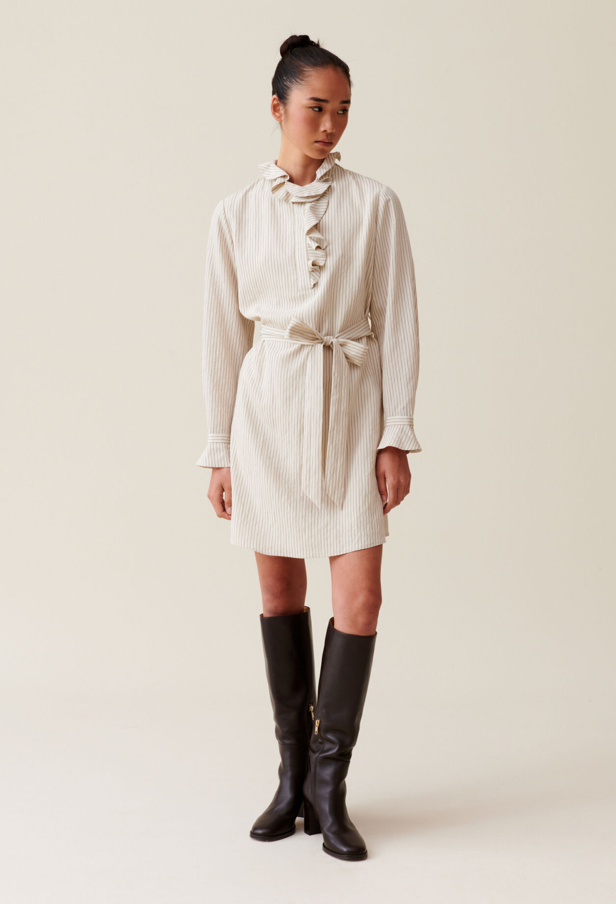 Striped Dress with Ruffle Neck for women | Claudie Pierlot