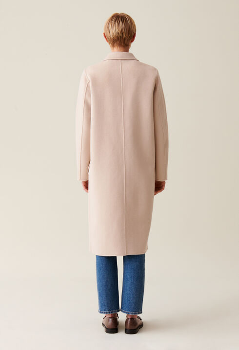 Mid-length beige wool blend coat 