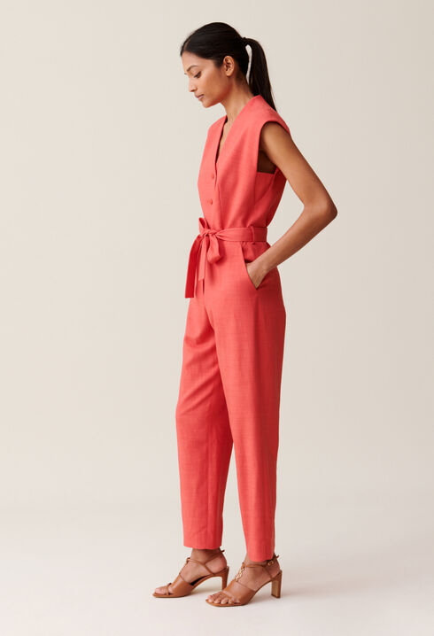 Belted terracotta jumpsuit