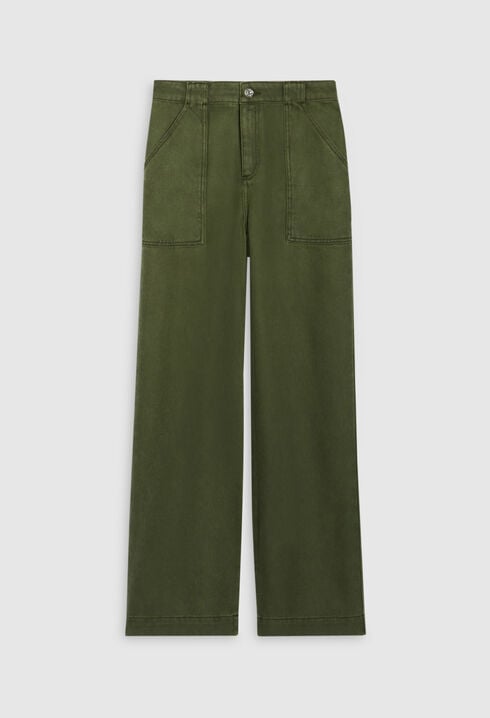Wide khaki cargo trousers