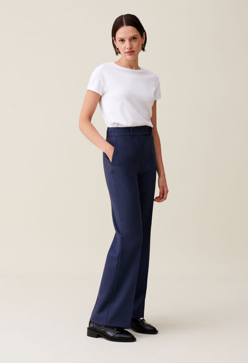Navy wool suit trousers
