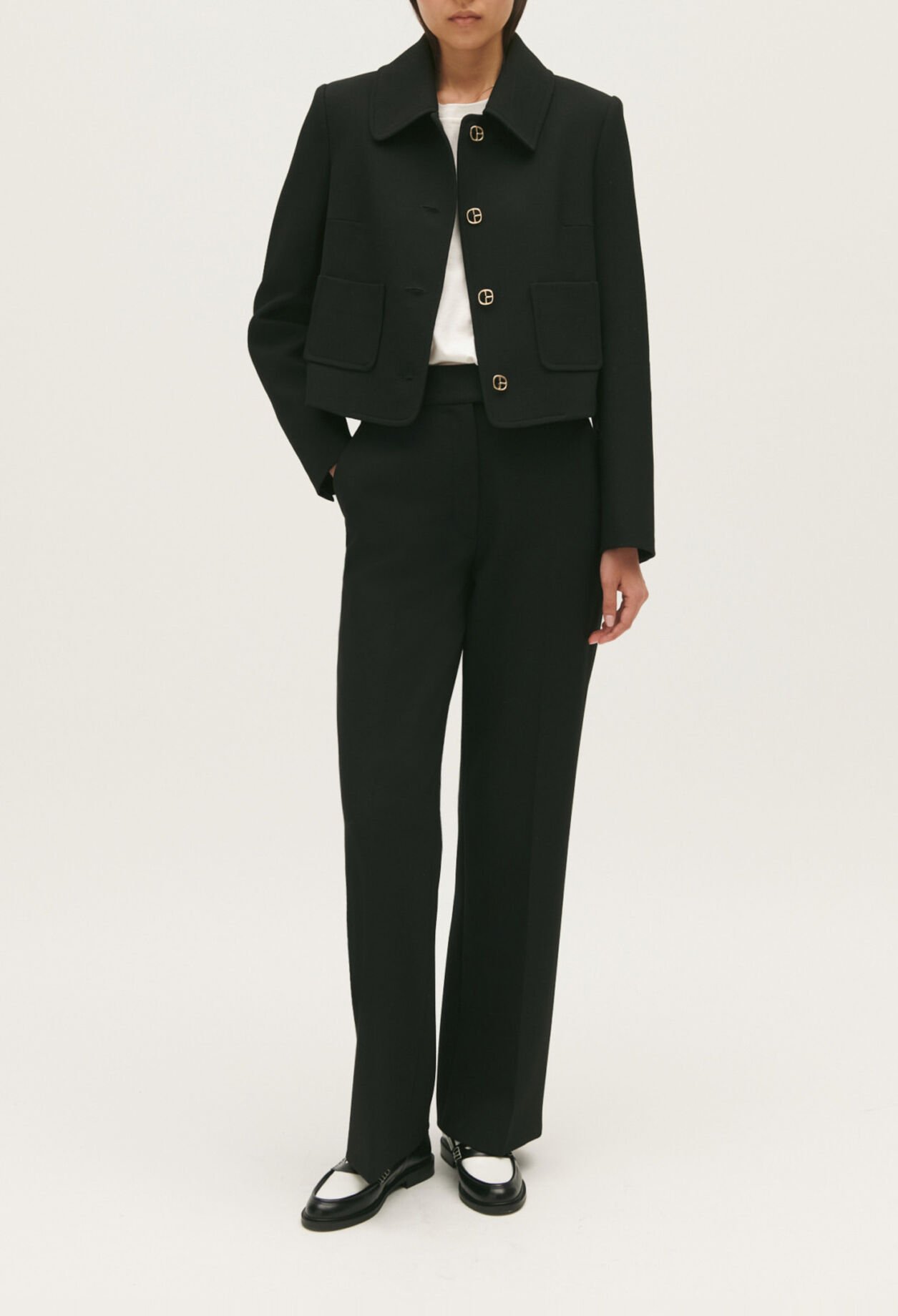 Black cropped suit jacket
