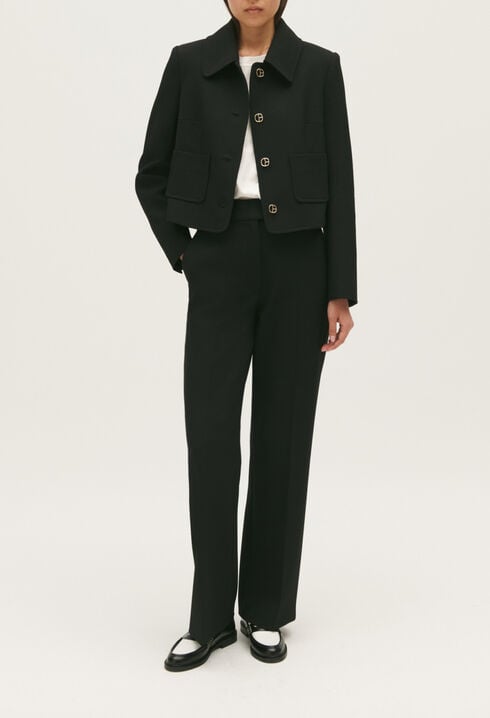 Black cropped suit jacket