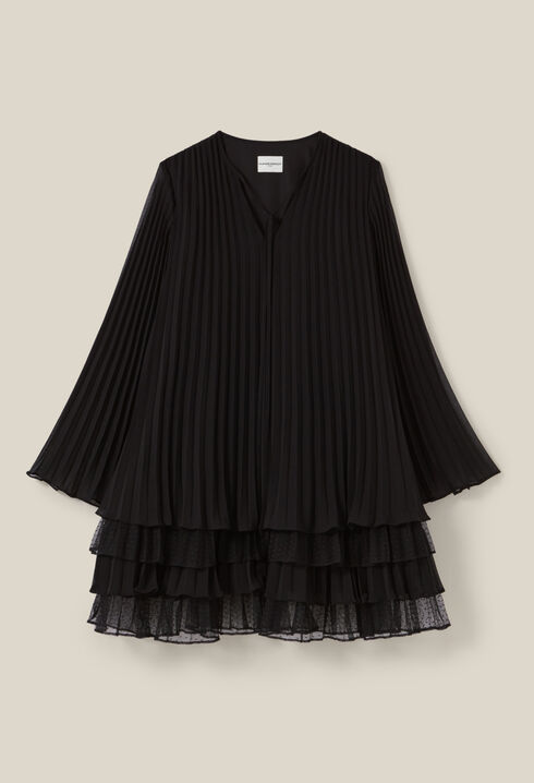Black ruffled short dress