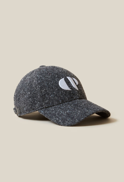 Tweed cap with CP embroidery