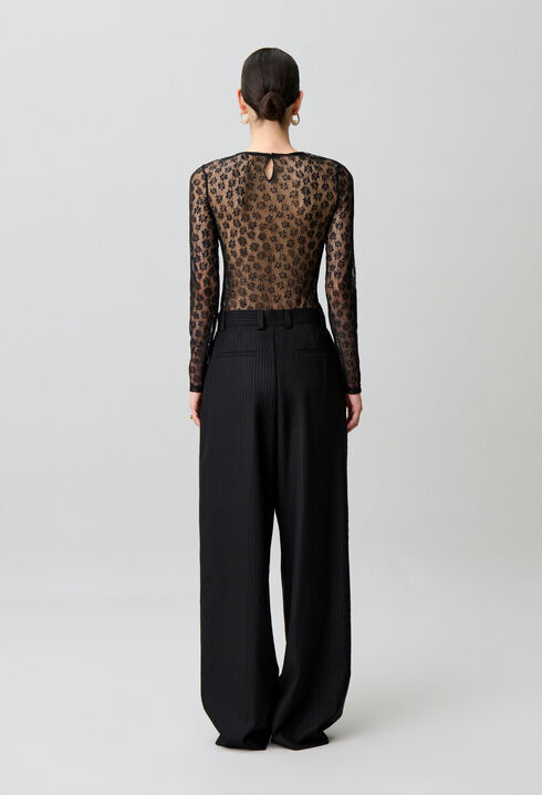 Straight striped wool trousers