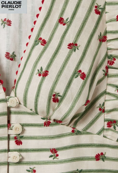 Printed Ruffle Trim Top