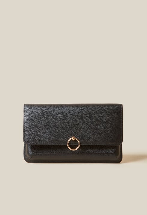 Large grained leather clutch