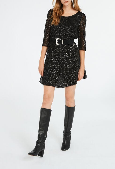 Rififi ornated dress with rhinestone