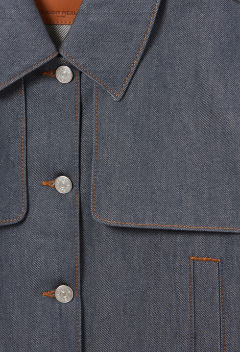 Oversized dark denim jacket