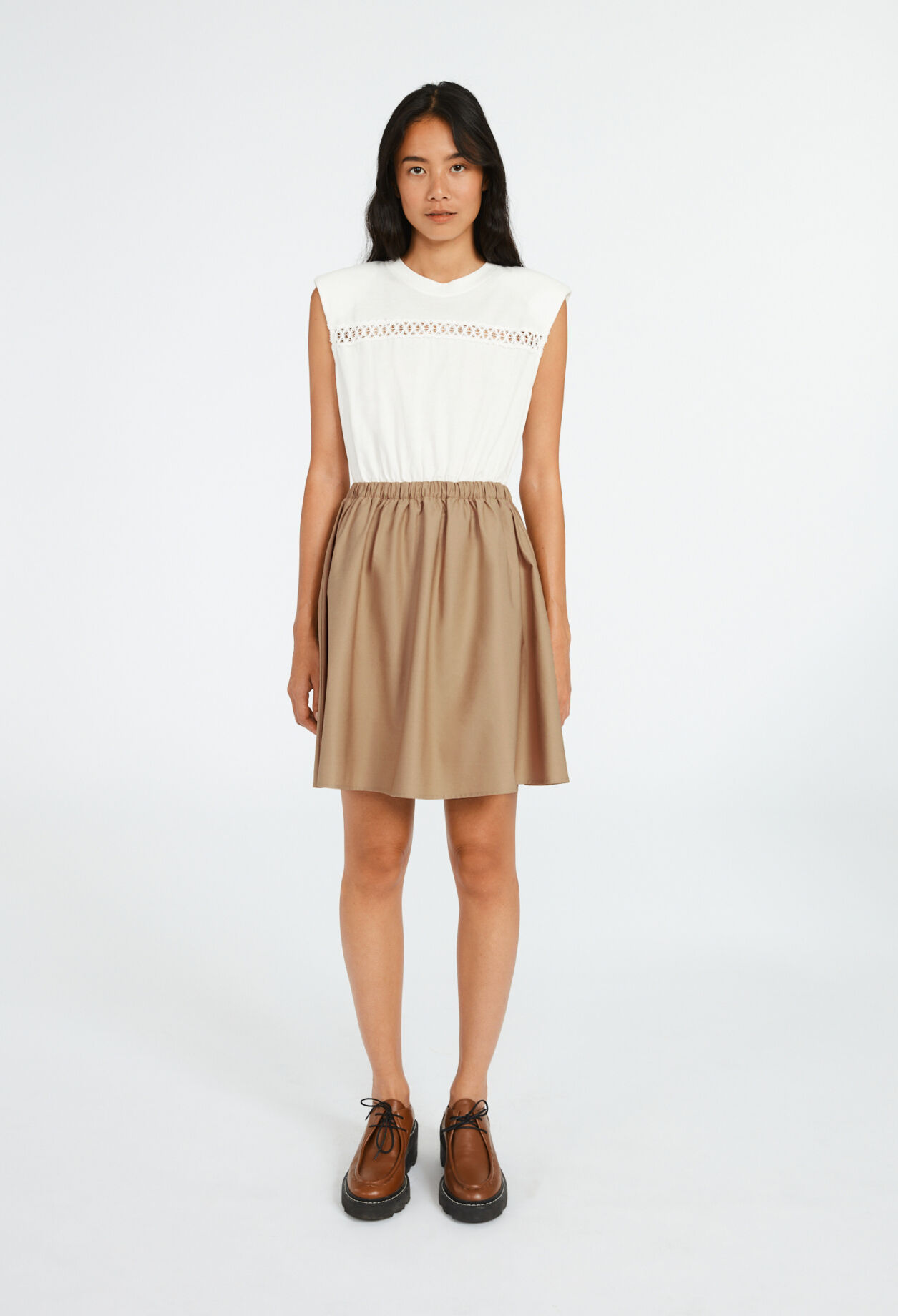 Circular two-toned bi-material dress